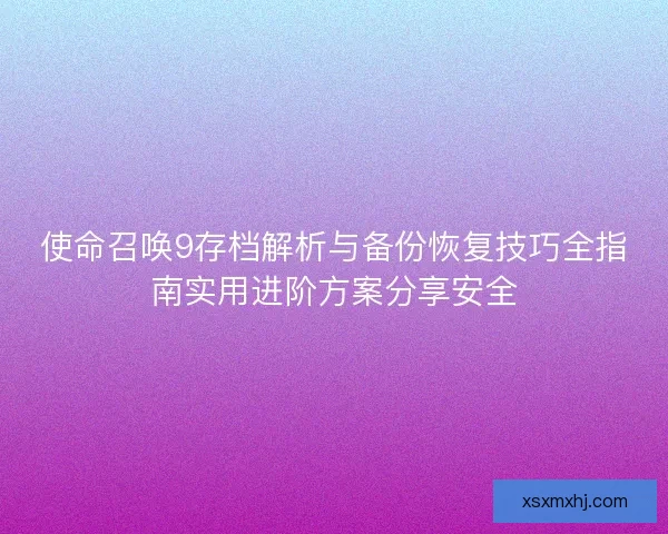 使命召唤9存档解析与备份恢复技巧全指南实用进阶方案分享安全