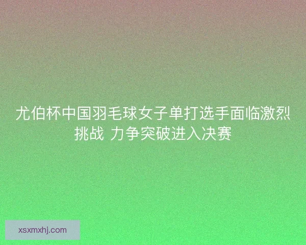 尤伯杯中国羽毛球女子单打选手面临激烈挑战 力争突破进入决赛