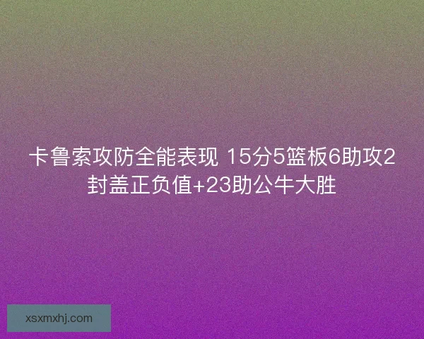 卡鲁索攻防全能表现 15分5篮板6助攻2封盖正负值+23助公牛大胜