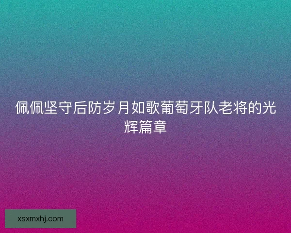 佩佩坚守后防岁月如歌葡萄牙队老将的光辉篇章 佩佩坚守后防岁月如歌葡萄牙队老将的光辉篇章