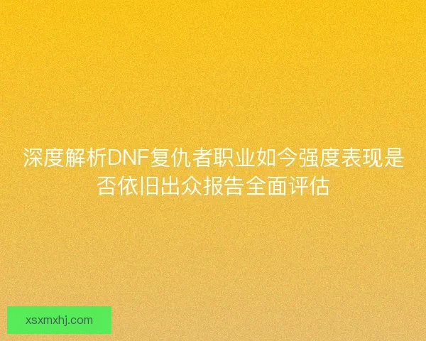 深度解析DNF复仇者职业如今强度表现是否依旧出众报告全面评估 深度解析DNF复仇者职业如今强度表现是否依旧出众报告全面评估